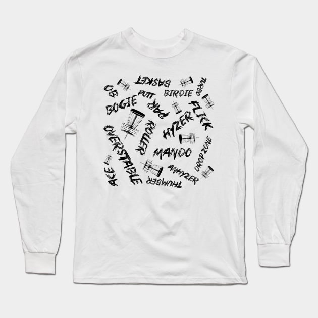 Disc Golf Scribble Long Sleeve T-Shirt by DiscGolfThings